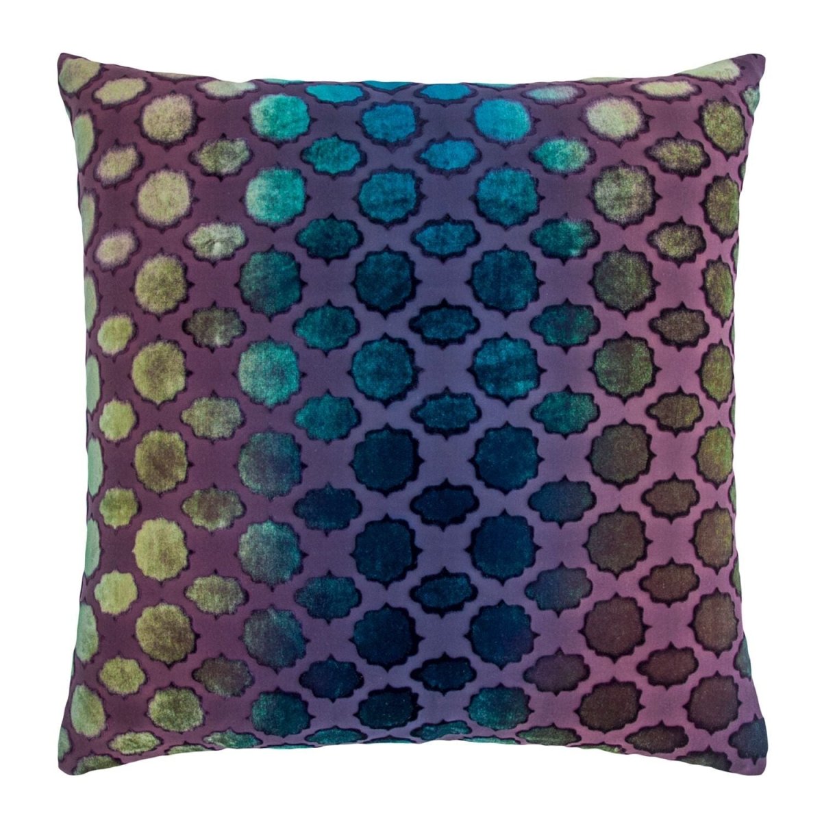 Fig Linens - Mod Fretwork Peacock Velvet Pillows by Kevin O'Brien Studio