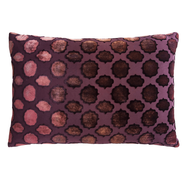 Fig Linens - Mod Fretwork Wildberry Velvet Pillows by Kevin O'Brien Studio