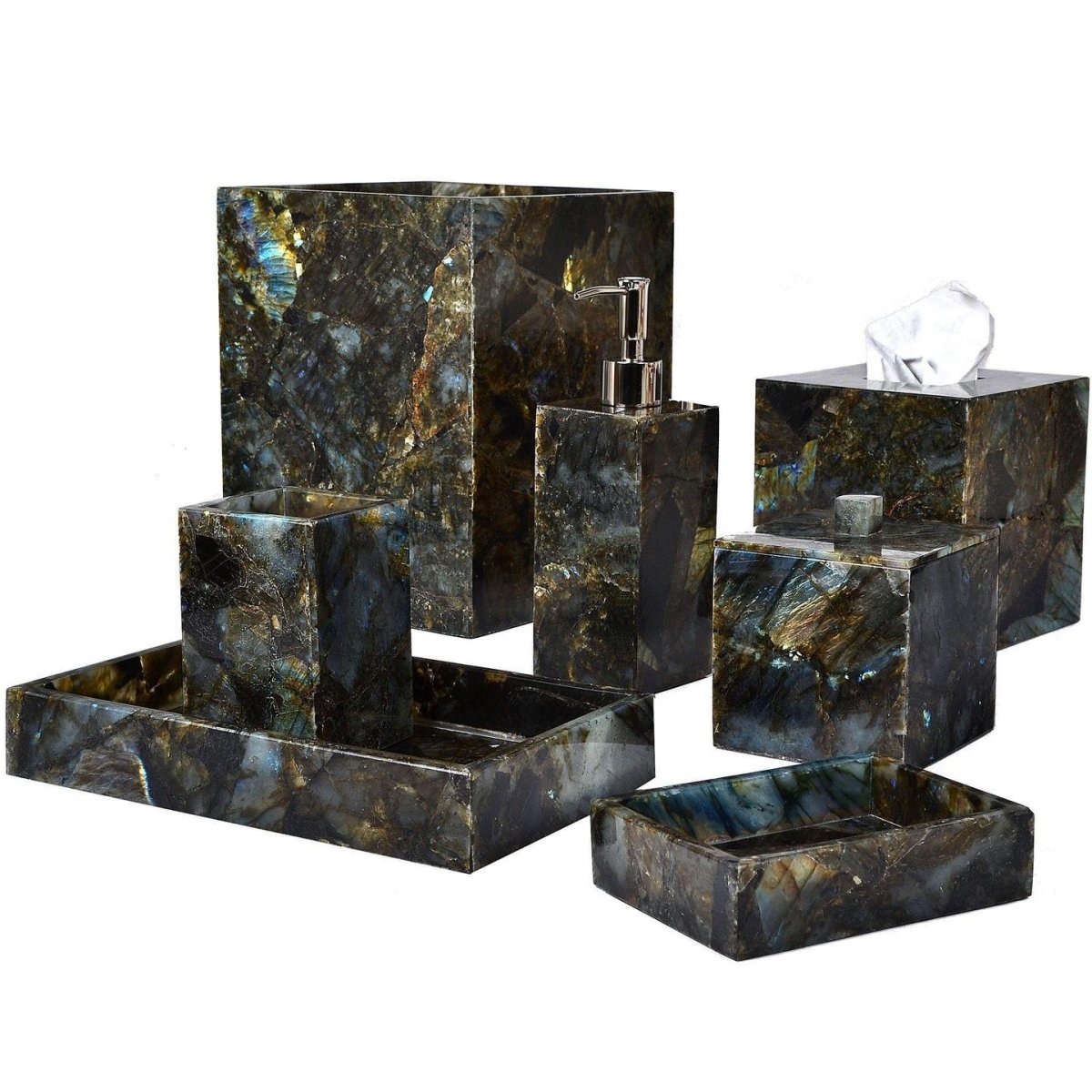 Taj Labradorite Bath Accessories by Mike + Ally | Fig Linens