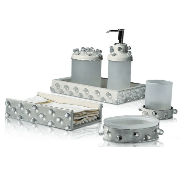 Roxy Gravel & Silver Bath Accessories by Mike + Ally | Fig Linens