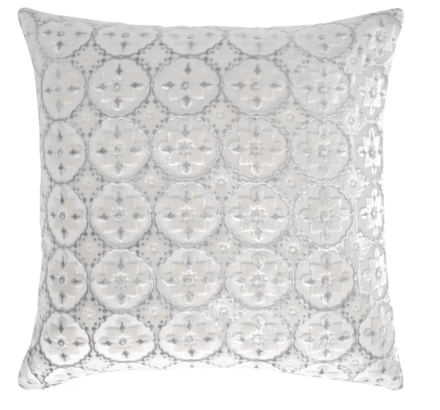 Fig Linens - Small Moroccan White Velvet Pillow White Pillows Kevin O'Brien Studio