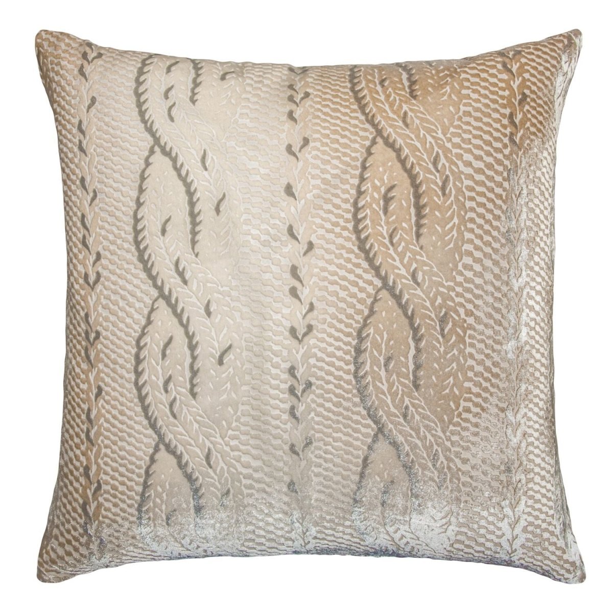 Fig Linens - Latte Cable Knit Decorative Pillows by Kevin O'Brien Studio