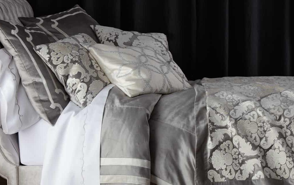 Fig Linens - Lili Alessandra Bedding - Versailles Silver Velvet Bedding