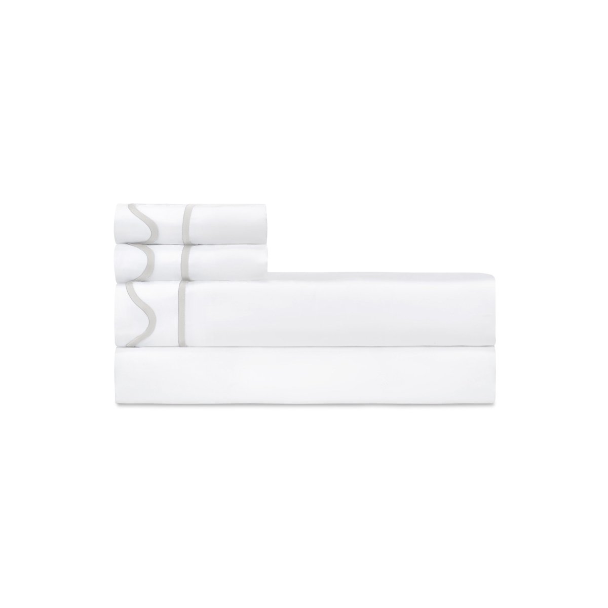 Home Treasures Amalfi Bedding - AMALFI PILLOWCASES - WHITE / PEBBLE