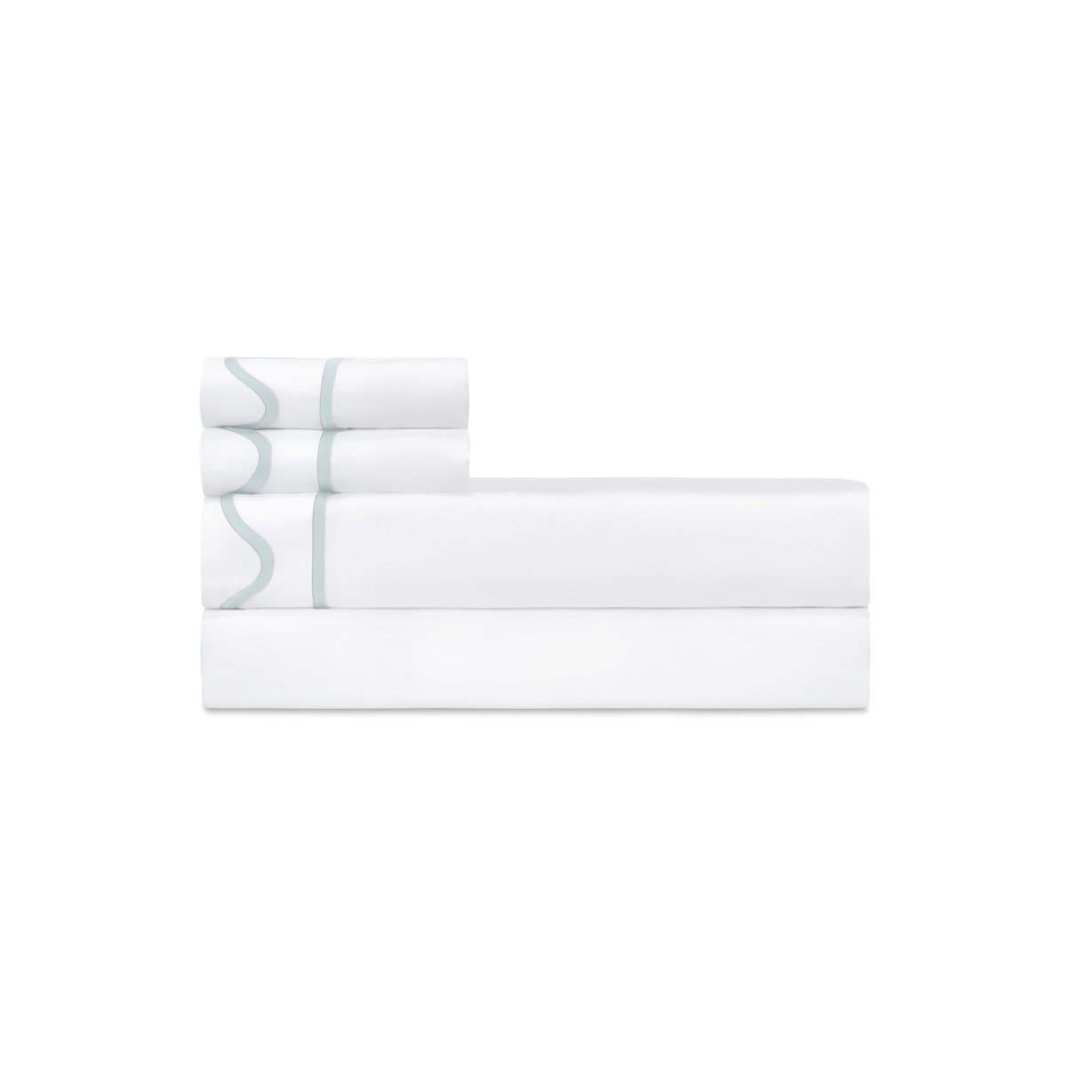 Home Treasures Amalfi Bedding - AMALFI PILLOWCASES - WHITE / SION BLUE