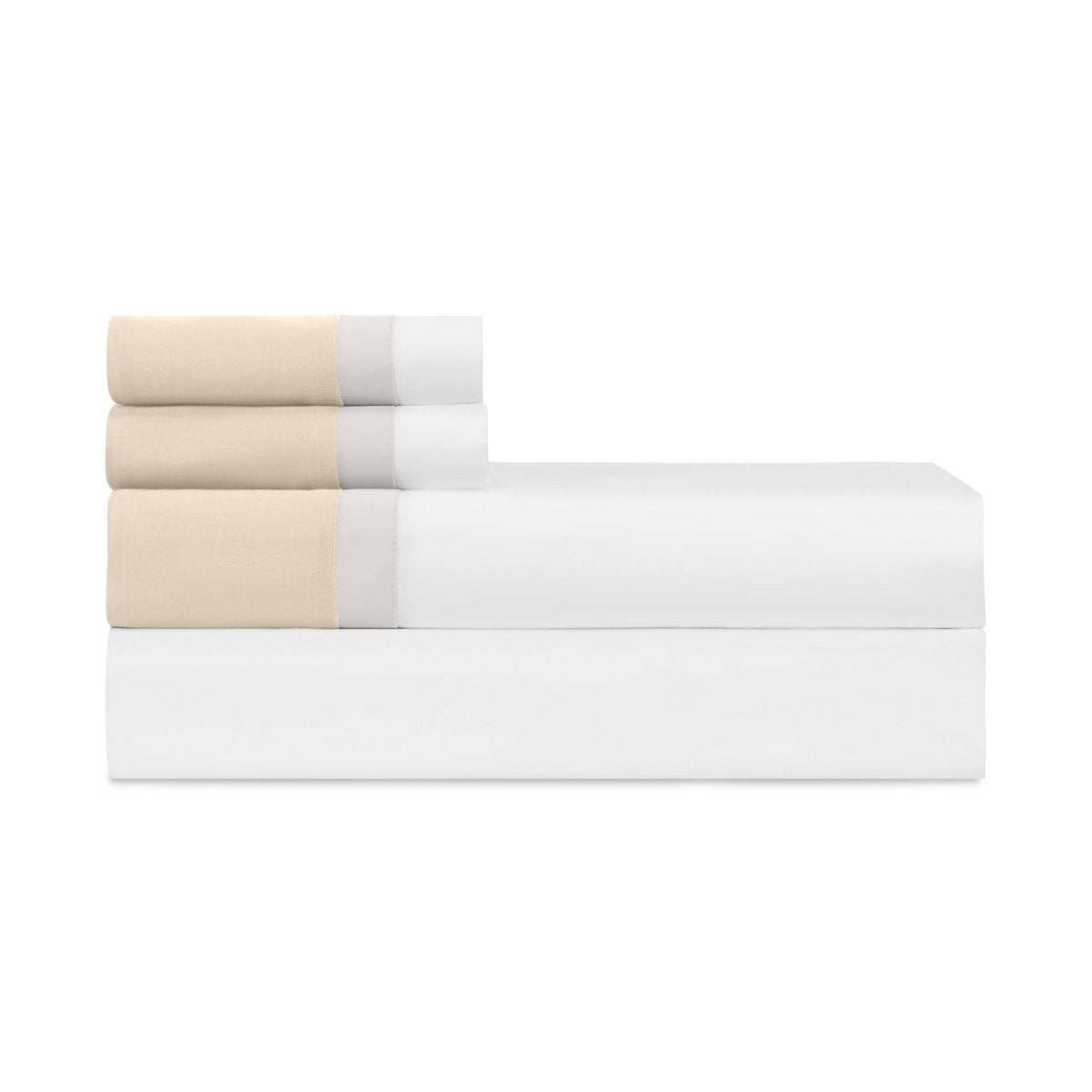 BORDERS KING PILLOWCASES - WHITE / OYSTER / SABLE