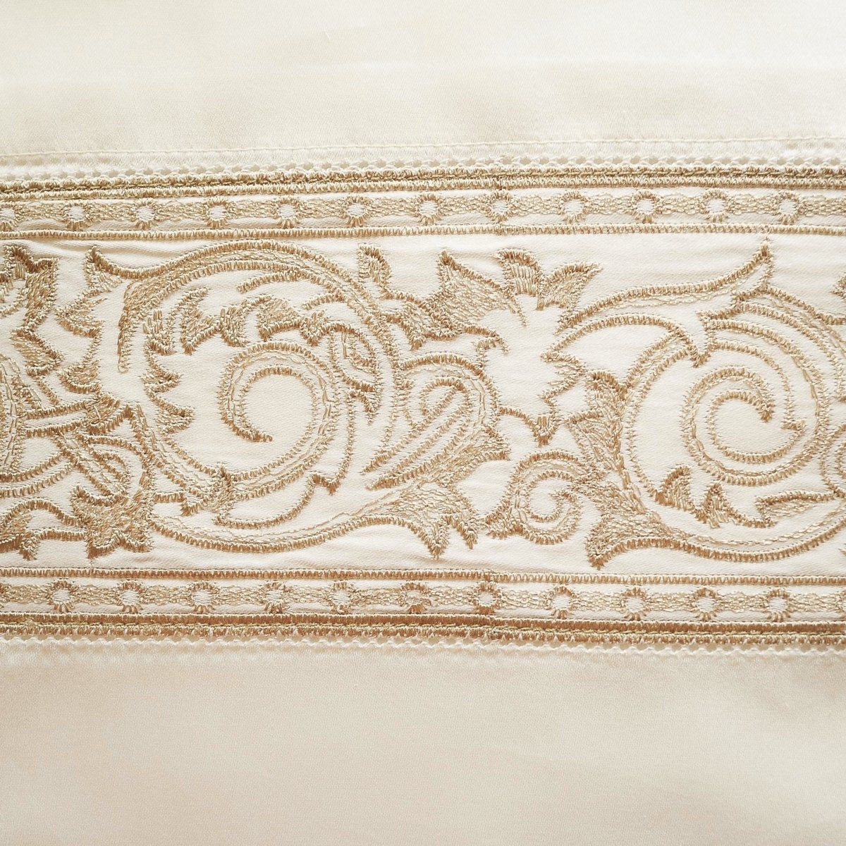 Ivory and Olive Gold Swatch - Paris Bedding by Home Treasures at Fig Linens and Home