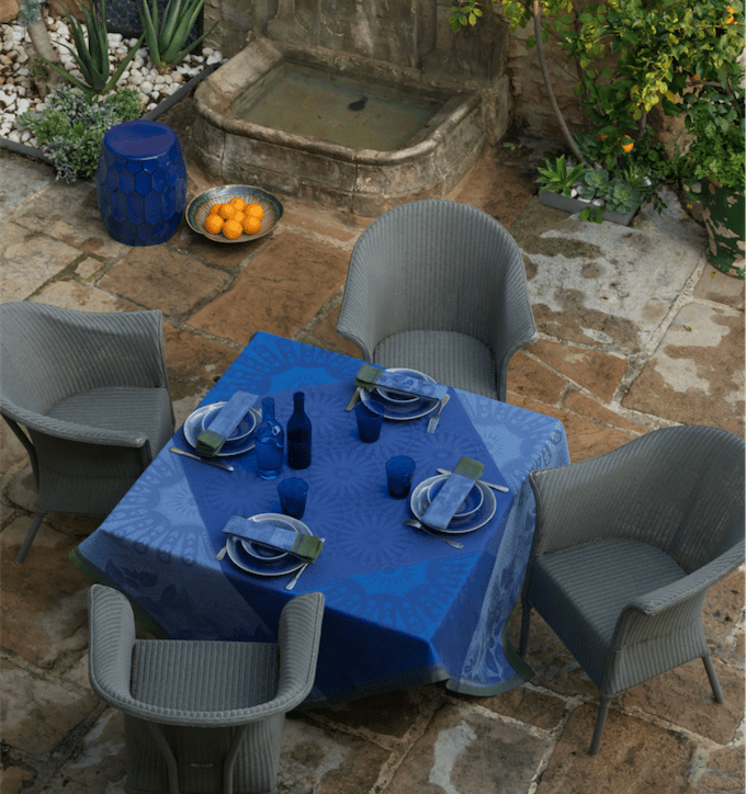 Le Jacquard Français Table Linen Jardin D&#39;Orient Blue Fig Linens Tablecloth