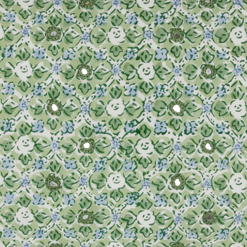 John Robshaw Ankur Mirrored Green Lumbar Pillow at Fig Linens and Home - Fabric Swatch