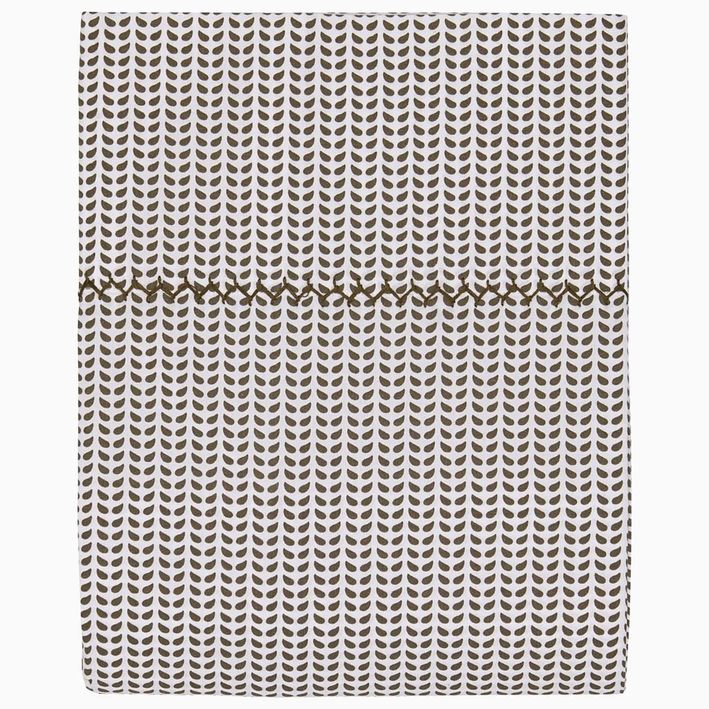 Pillowcases and Flat Sheet Stitch Detail - John Robshaw Cinde Coffee Brown Sheet