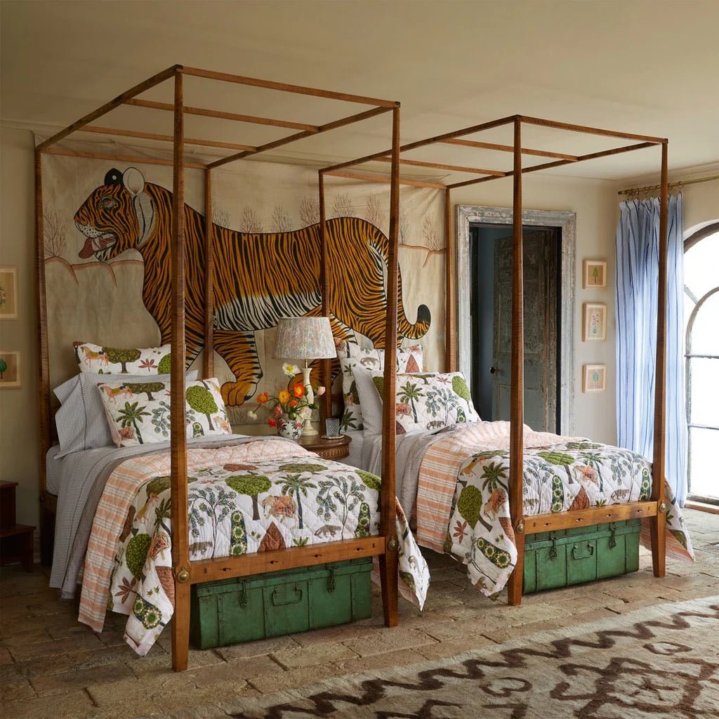 Lifestyle Photo with Sheets Visible - John Robshaw Cinde Coffee Brown Sheet Set 1