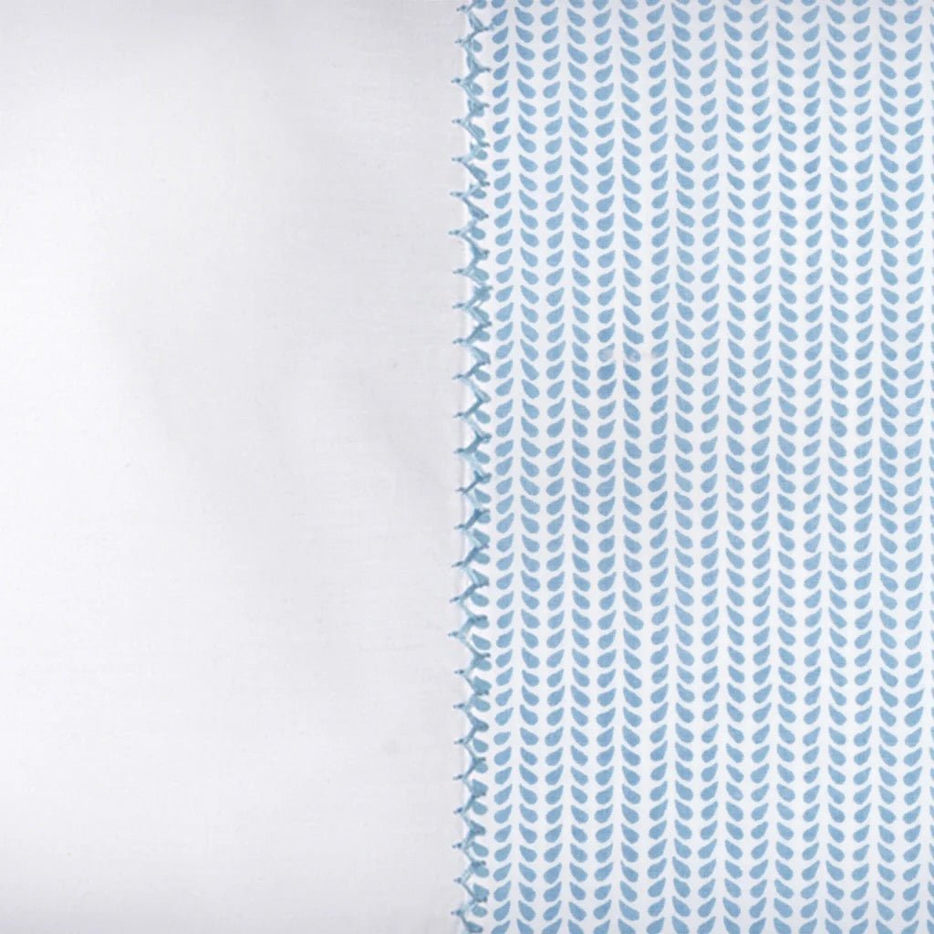 John Robshaw Pillowcases - Detail View of Cinde Cuff Light Indigo Pillow Cases