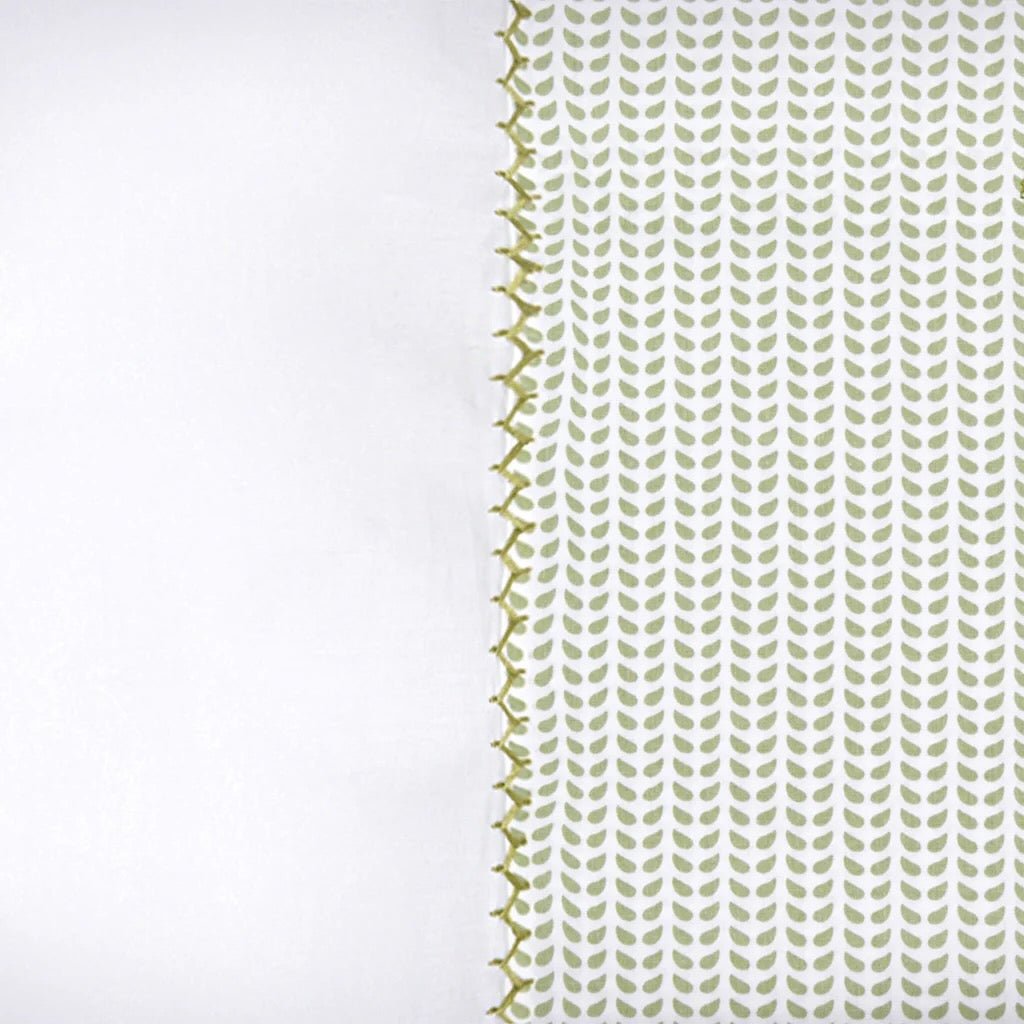 Cinde Cuff Sage Pillowcase - Stitching Detail | John Robshaw Cotton Bedding at Fig Linens and Home