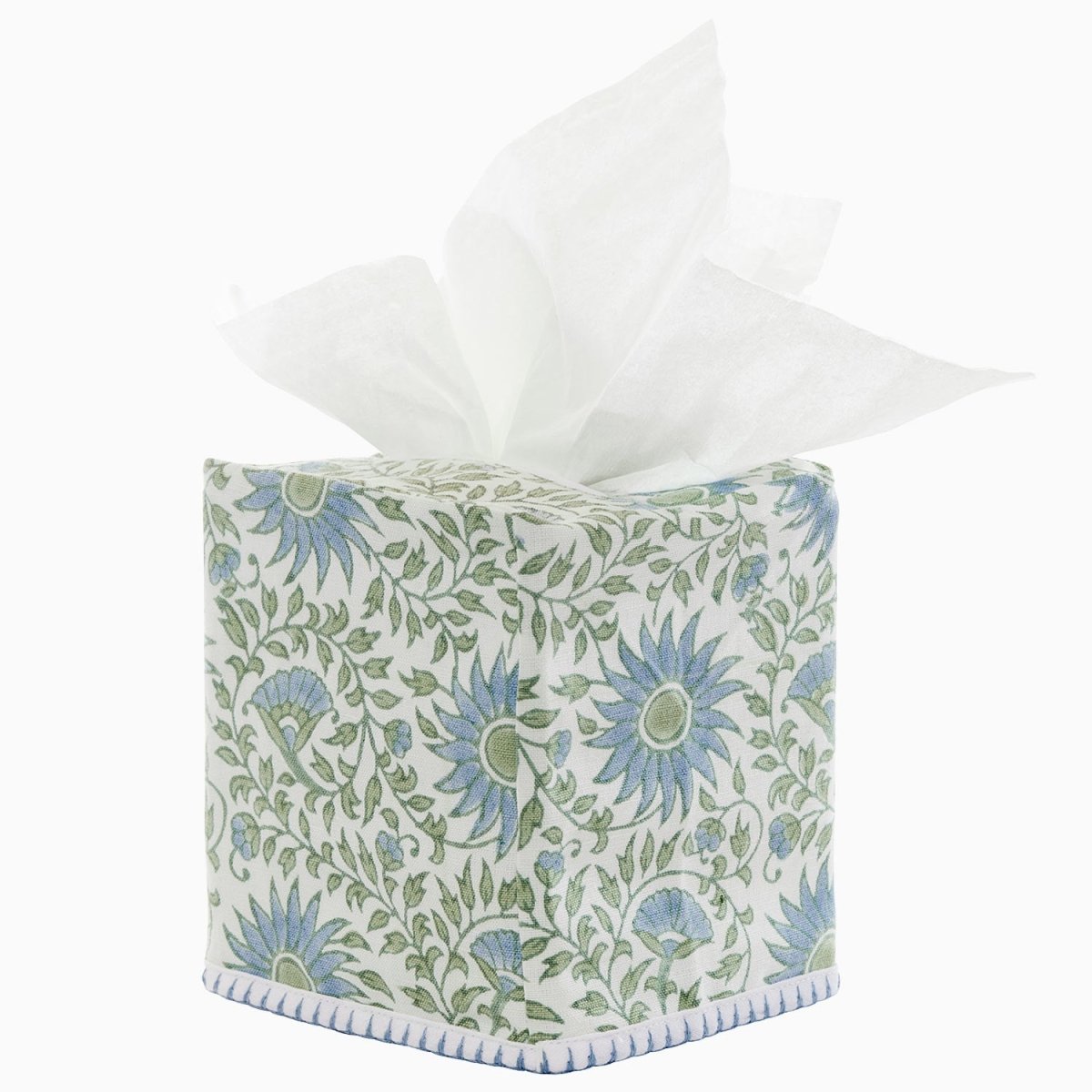 Luvika Light Indigo Tissue Box Cover by John Robshaw at Fig Linens and Home - 1