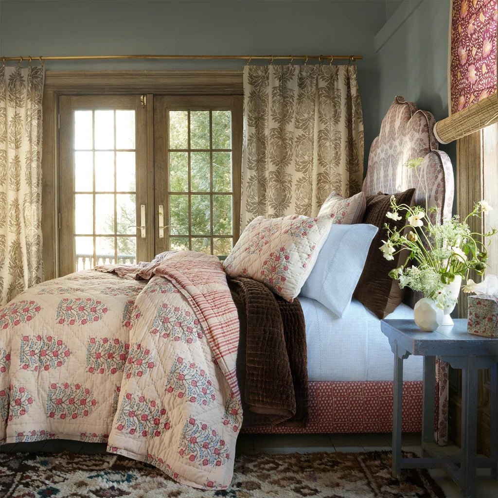 Misha Azalea Cotton Chambray Quilts by John Robshaw Textiles at Fig Linens and Home - Lifestyle 1