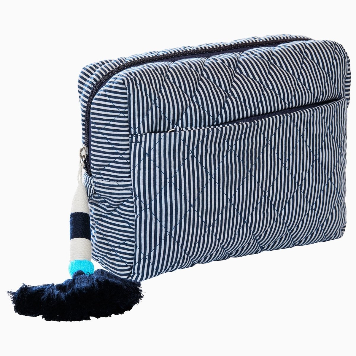 Nandi Indigo Quilted Cosmetic Bag by John Robshaw at Fig Linens and Home - 1