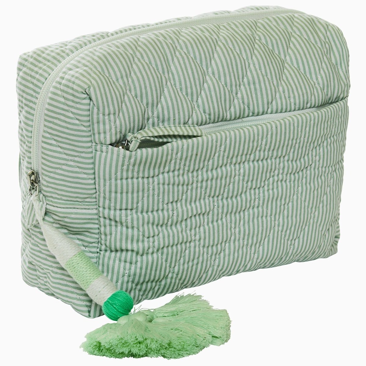 Nandi Sage Quilted Cosmetic Bag by John Robshaw at Fig Linens and Home - 1