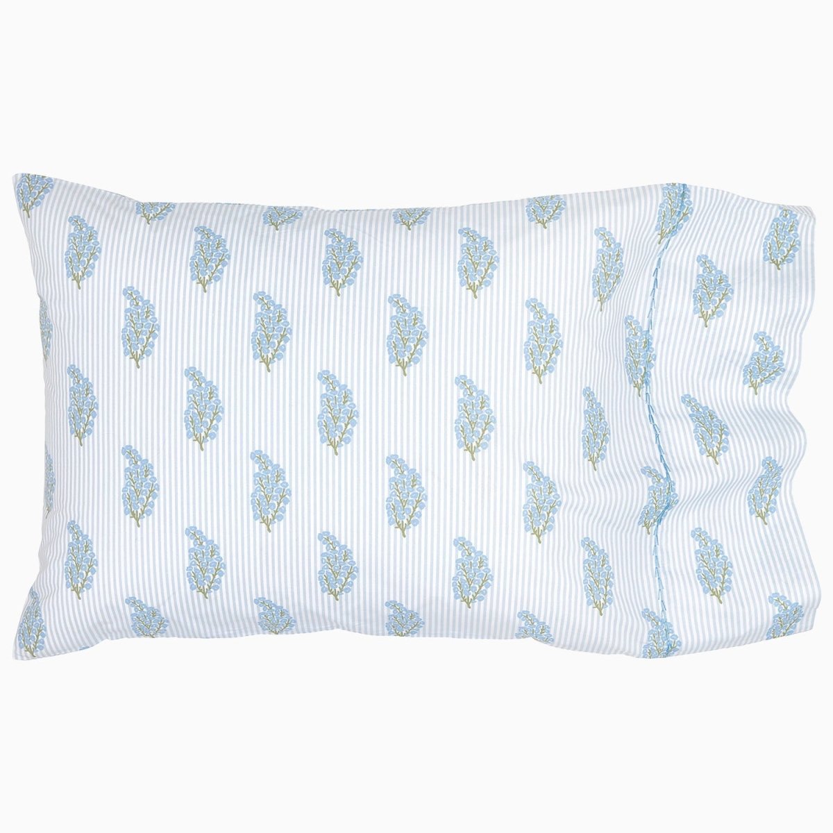 Nirvi Light Indigo Organic Cotton Pillowcases by John Robshaw at Fig Linens and Home - 3