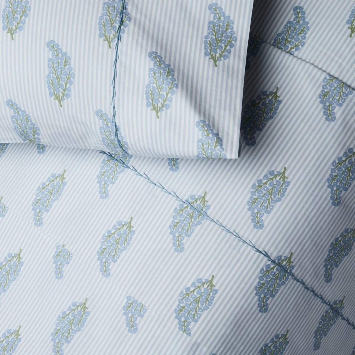 Nirvi Light Indigo Organic Cotton Sheets by John Robshaw at Fig Linens and Home - 1