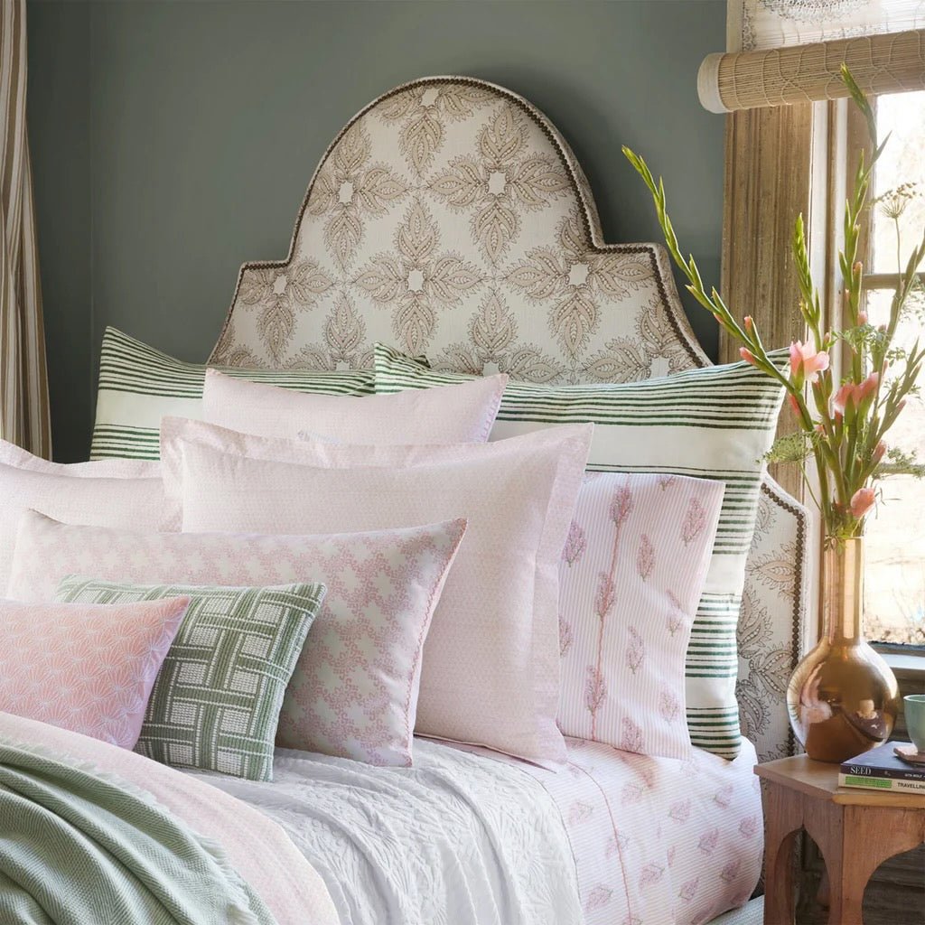 Lifestyle of Nirvi Lotus Pink Organic Cotton Sheets by John Robshaw at Fig Linens and Home 2