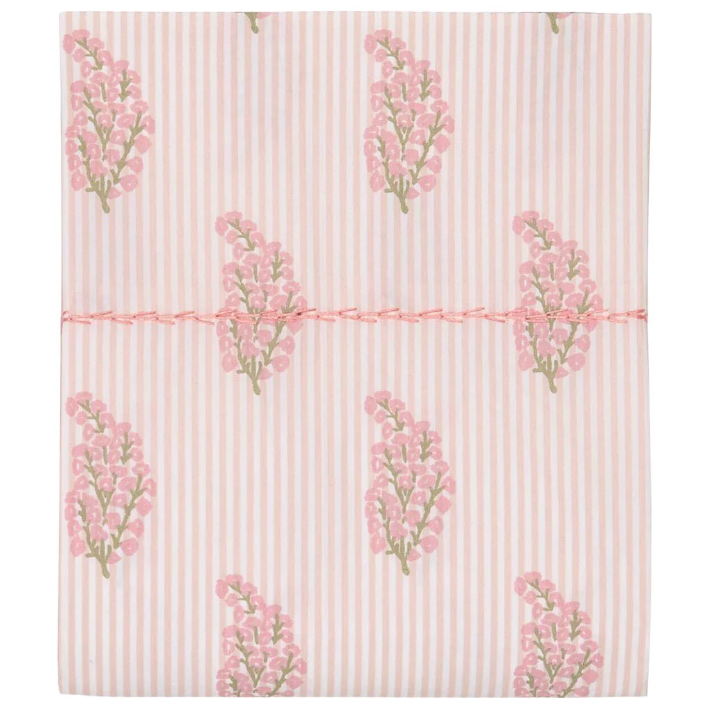 Flat Sheet Detail - Nirvi Lotus Pink Organic Cotton Sheets by John Robshaw at Fig Linens and Home