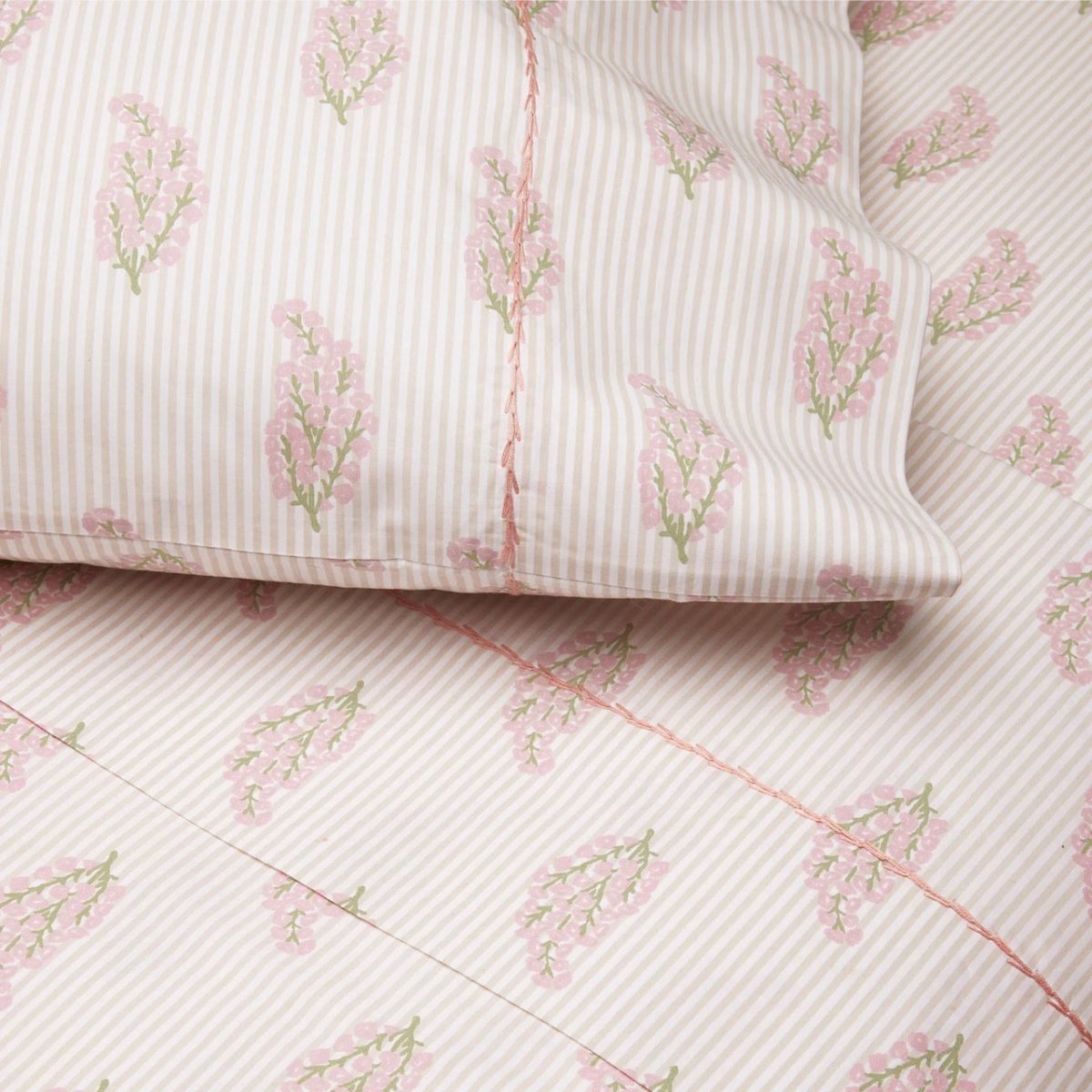 Bed Sheets - Nirvi Lotus Pink Organic Cotton Sheets by John Robshaw at Fig Linens and Home