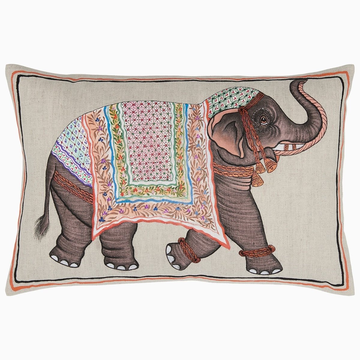 Pinky Elephant Pillow by John Robshaw at Fig Linens and Home - 1
