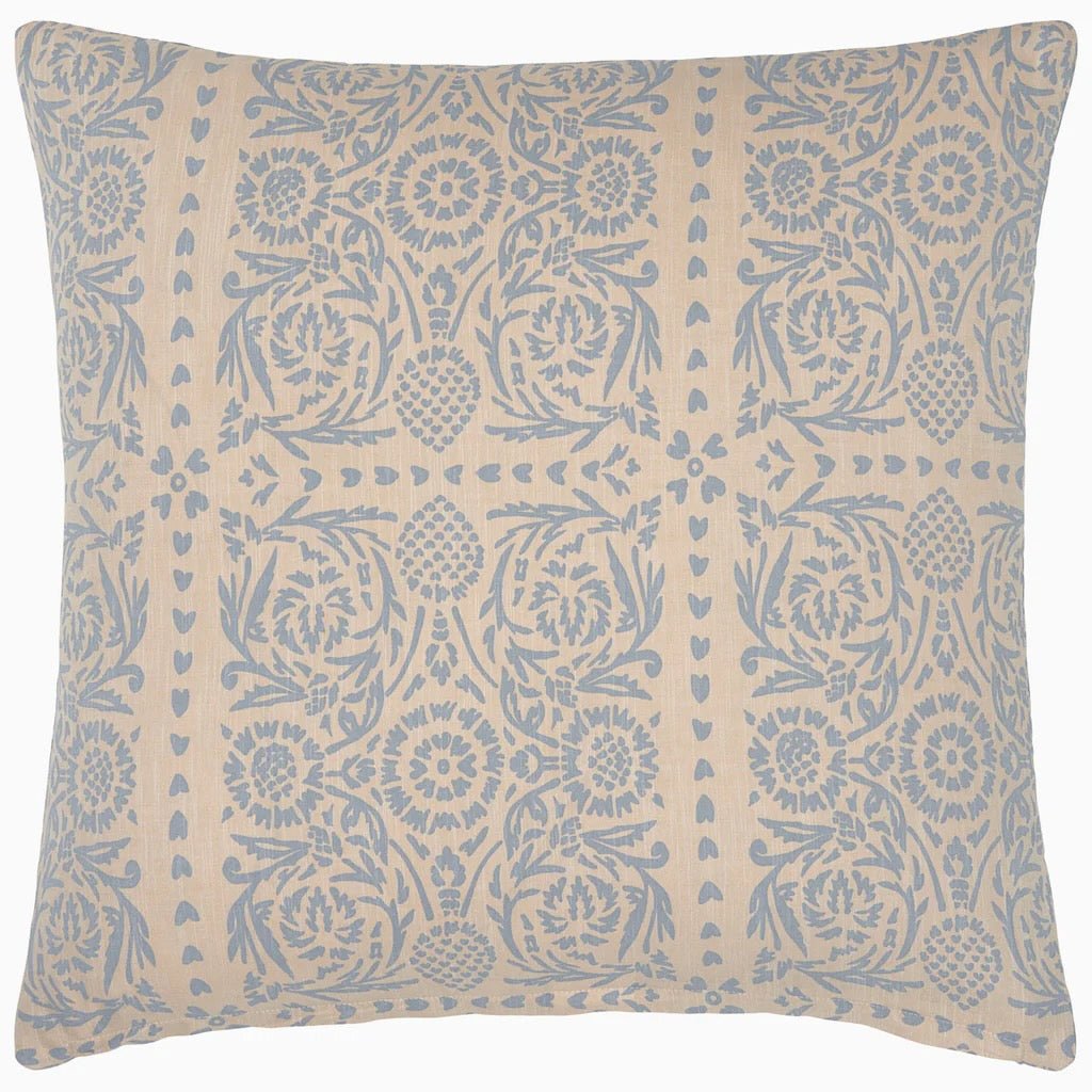 Euro Square Sham Back - John Robshaw Raisa Slate Cotton Chambray Reversible Quilted Bedding