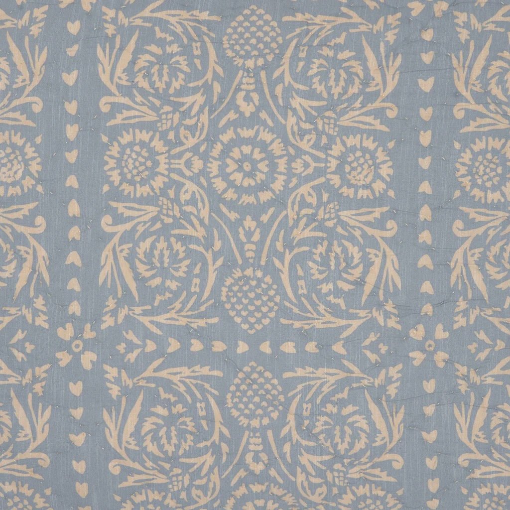 Fabric Swatch - John Robshaw Textiles Raisa Slate Cotton Chambray Reversible Quilted Bedding