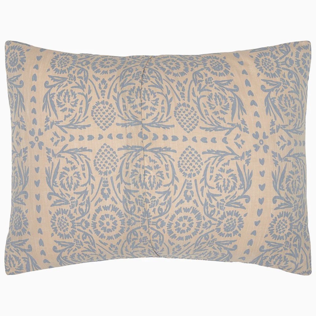 Pillow Sham Back - John Robshaw Raisa Slate Cotton Chambray Reversible Quilted Bedding