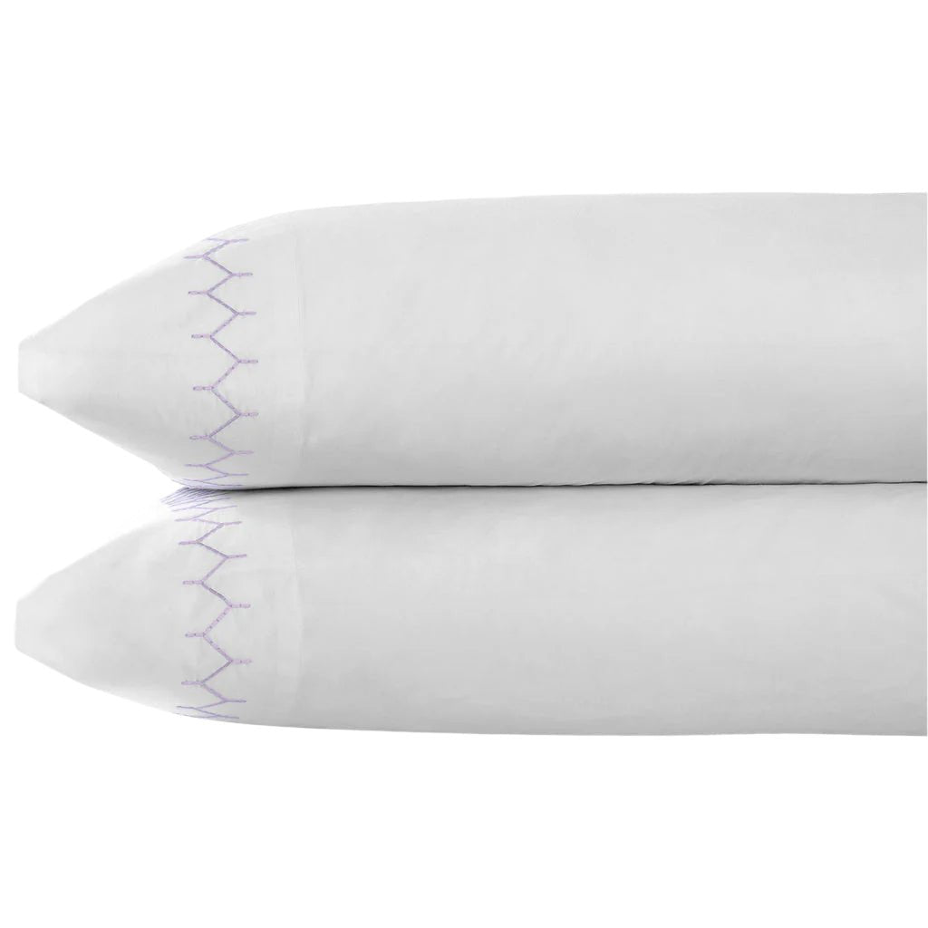 Stitched Lavender Sheet Sets by John Robshaw King Cases 20x39" (Set of 2) Lavender at FIG LINENS AND HOME 4