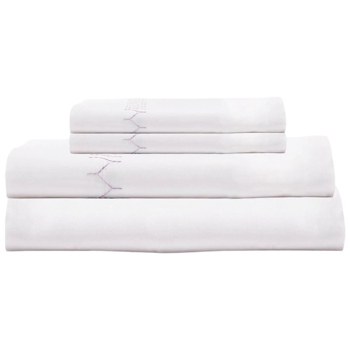 Stitched Lavender Sheet Sets by John Robshaw King Sheet Set - 1 Fitted, 1 Flat, 2 King Cases Lavender at FIG LINENS AND HOME 1