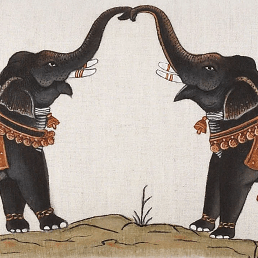 Two Elephants Hand Painted Decorative Pillow by John Robshaw - Detail of Painting Technique