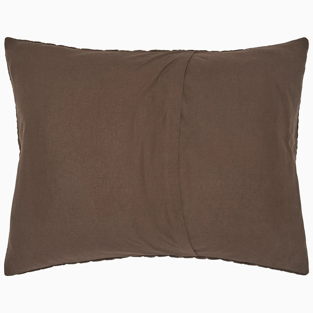 Pillow Sham Back - John Robshaw Velvet Coffee Brown Quilted Bedding at Fig Linens and Home