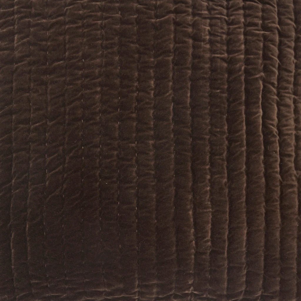 Fabric Swatch - John Robshaw Velvet Coffee Brown Quilted Bedding at Fig Linens and Home