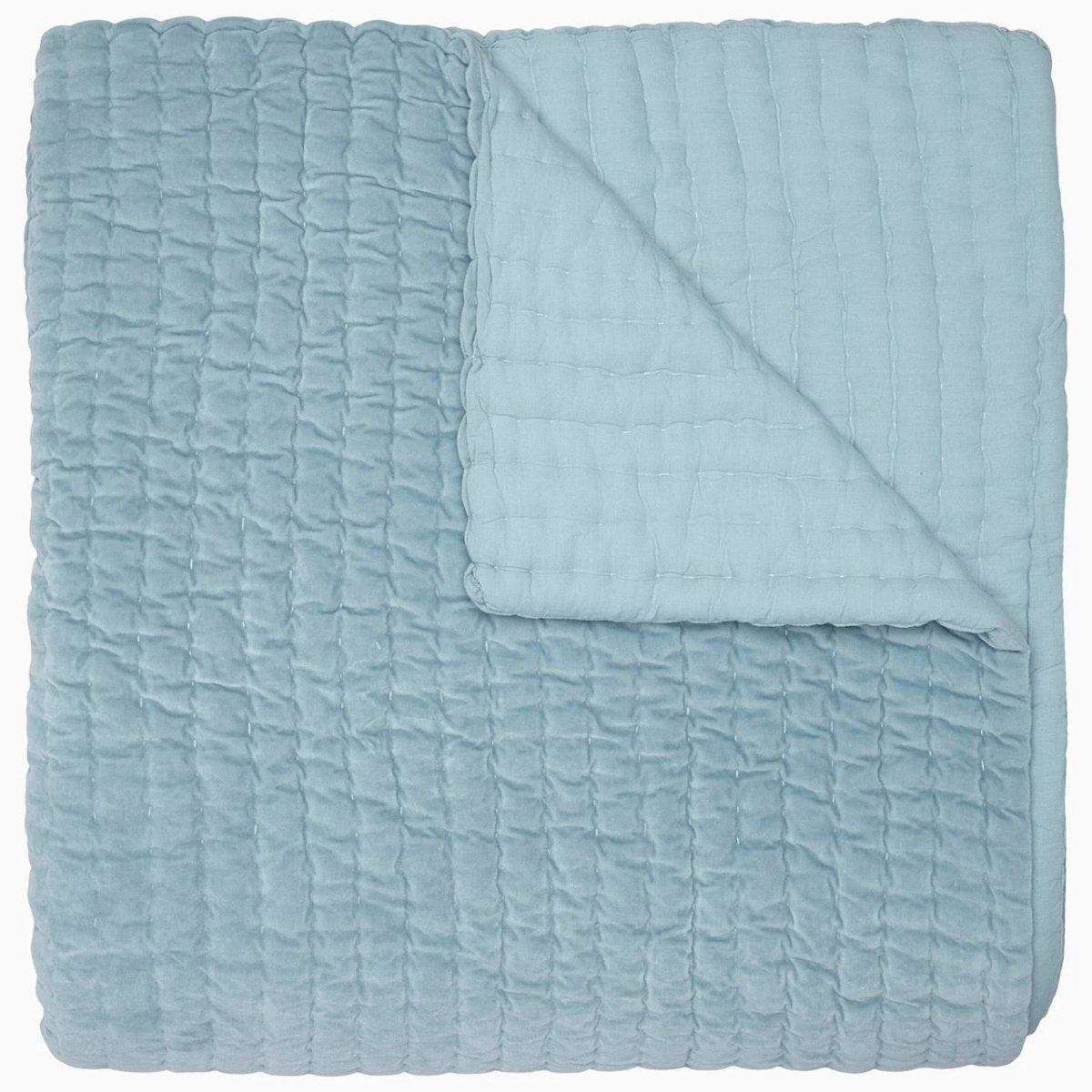 Velvet Quilted Coverlet - John Robshaw Textiles Velvet Light Indigo Quilt at Fig Linens and Home