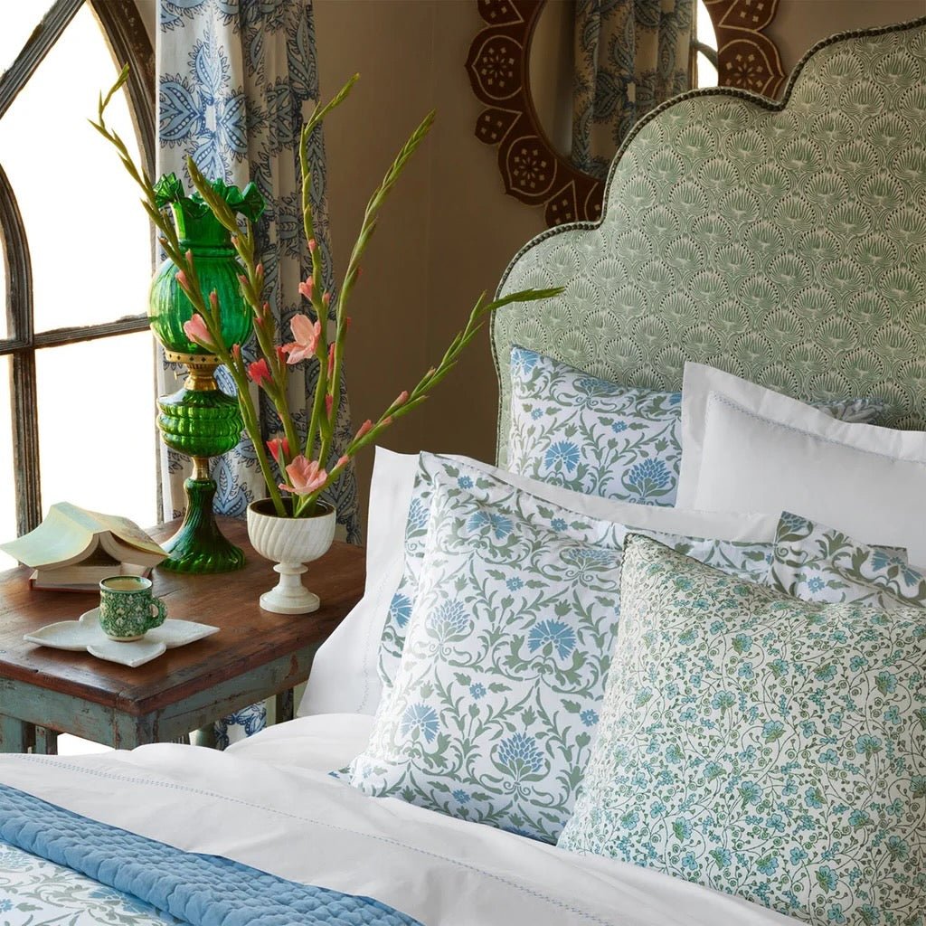 Lifestyle Photo with John Robshaw Velvet Light Indigo Quilt Bedding at Fig Linens and Home 2