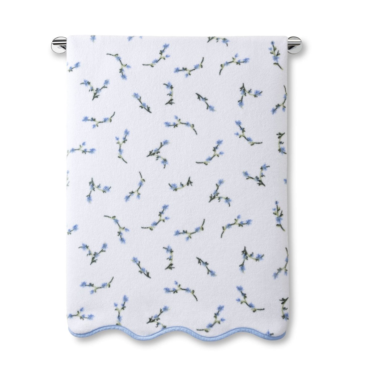 Floral Scallop Towel by Kassatex in Cornflower Blue at Fig Linens and Home 2