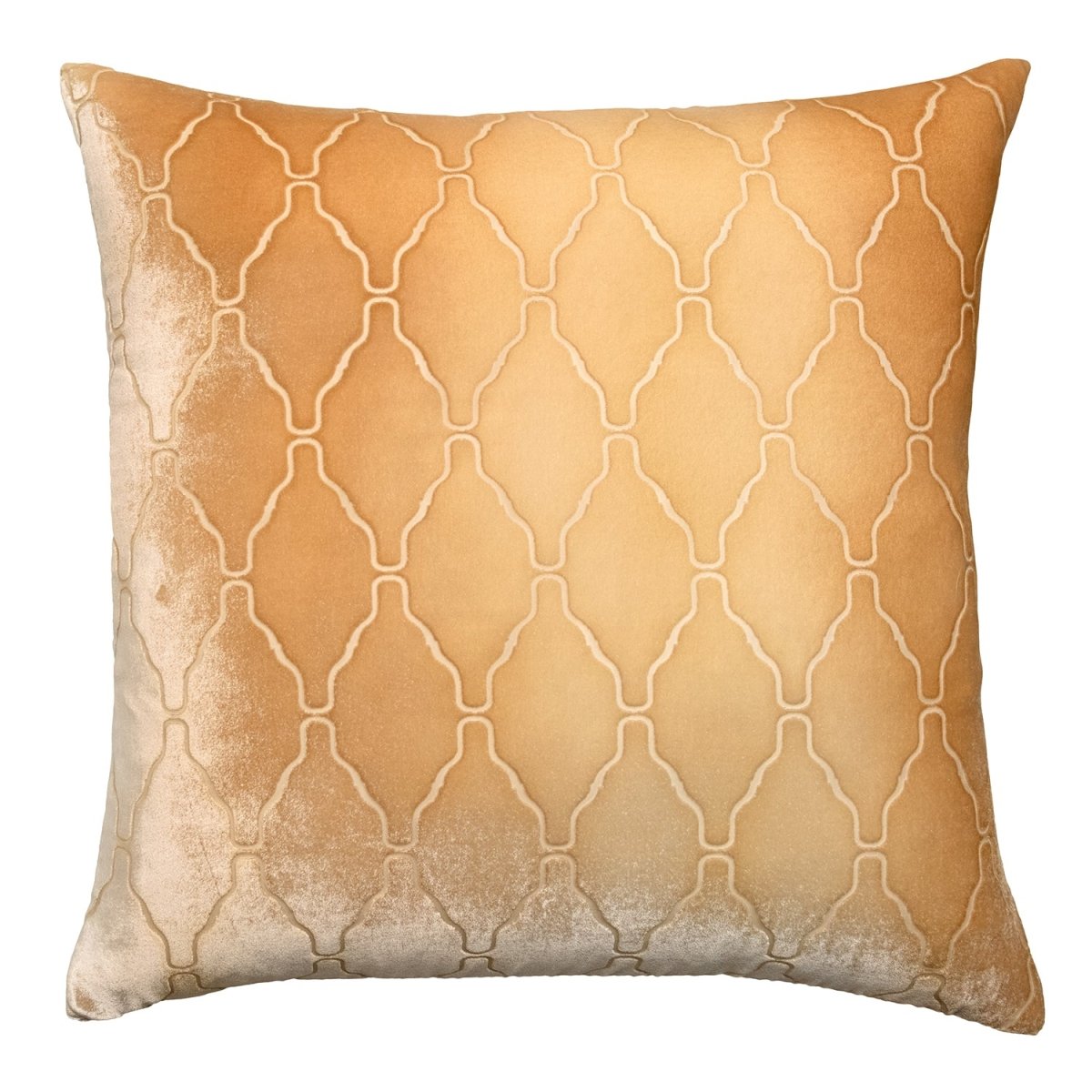 Arches Velvet Burnout Pillow Gold Beige Kevin O'Brien 18x18 Gold Beige at FIG LINENS AND HOME 1
