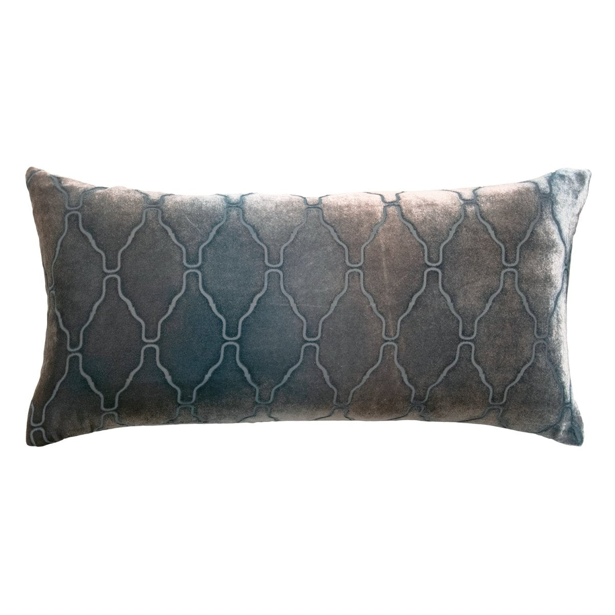 Arches Velvet Burnout Pillow Gunmetal Kevin O'Brien 12x24 Gunmetal at FIG LINENS AND HOME 2