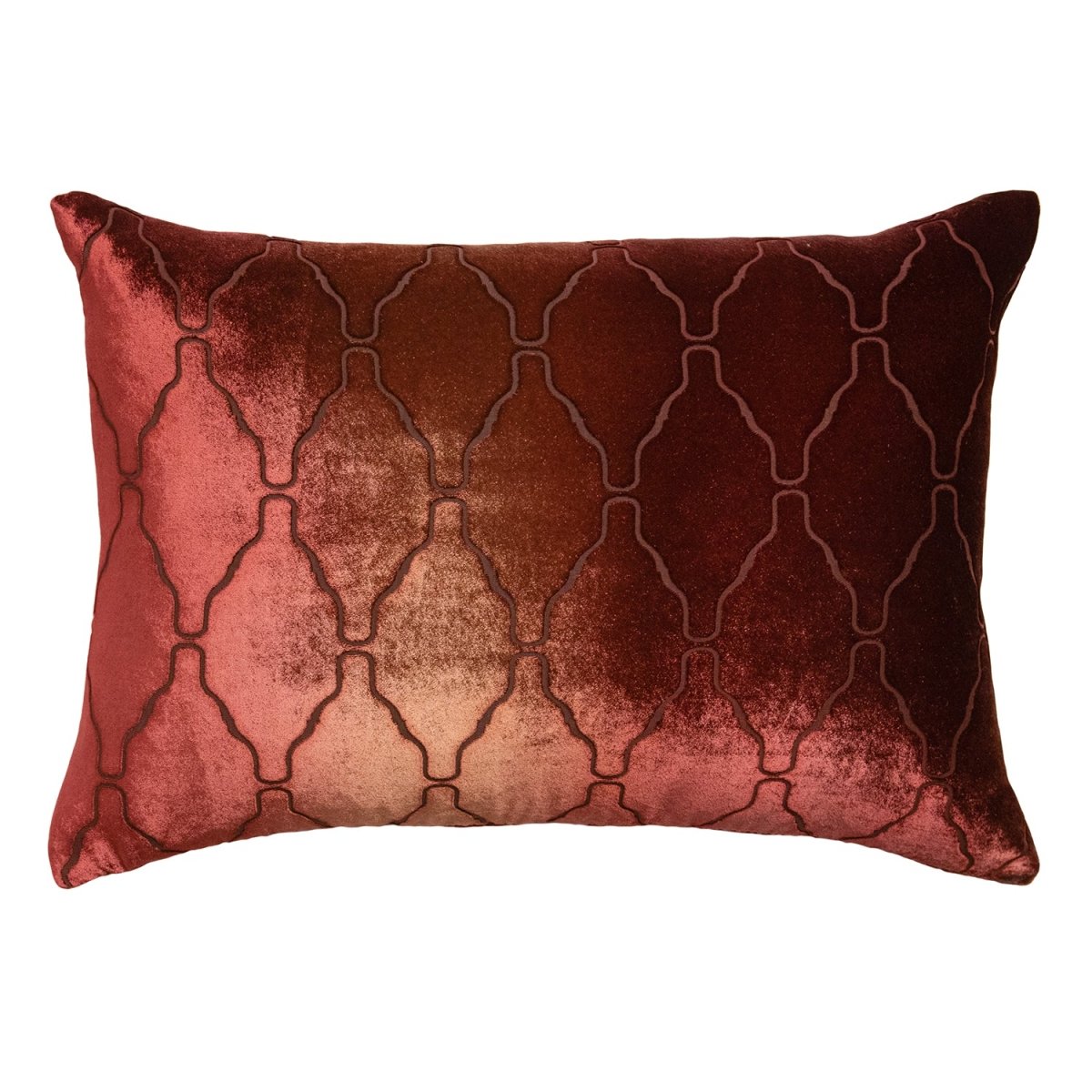 Arches Velvet Burnout Pillow Paprika Kevin O'Brien 14x20 Paprika at FIG LINENS AND HOME 2