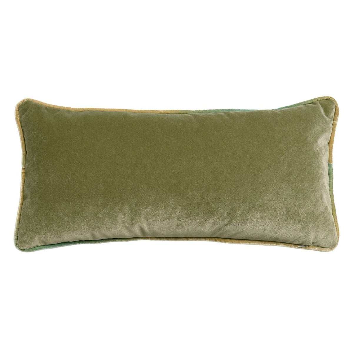 Banded Velvet Performance Pillows Scallion Kevin O'Brien at Fig Linens and Home - Back View