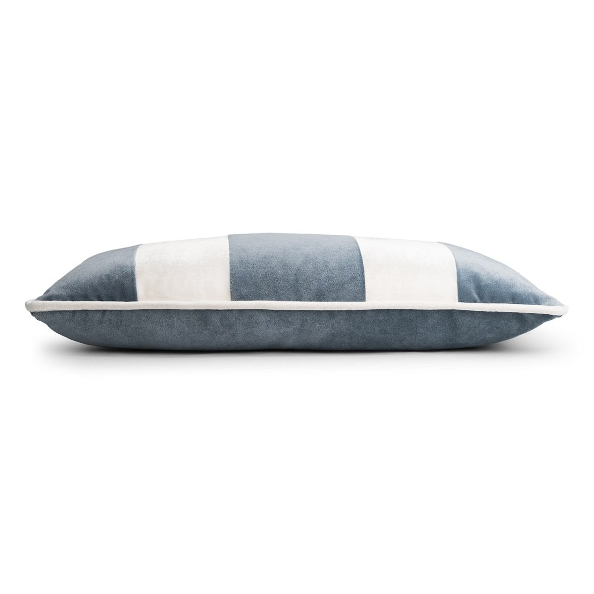 Banded Velvet Performance Pillows Sky Kevin O'Brien at Fig Linens and Home - Side View