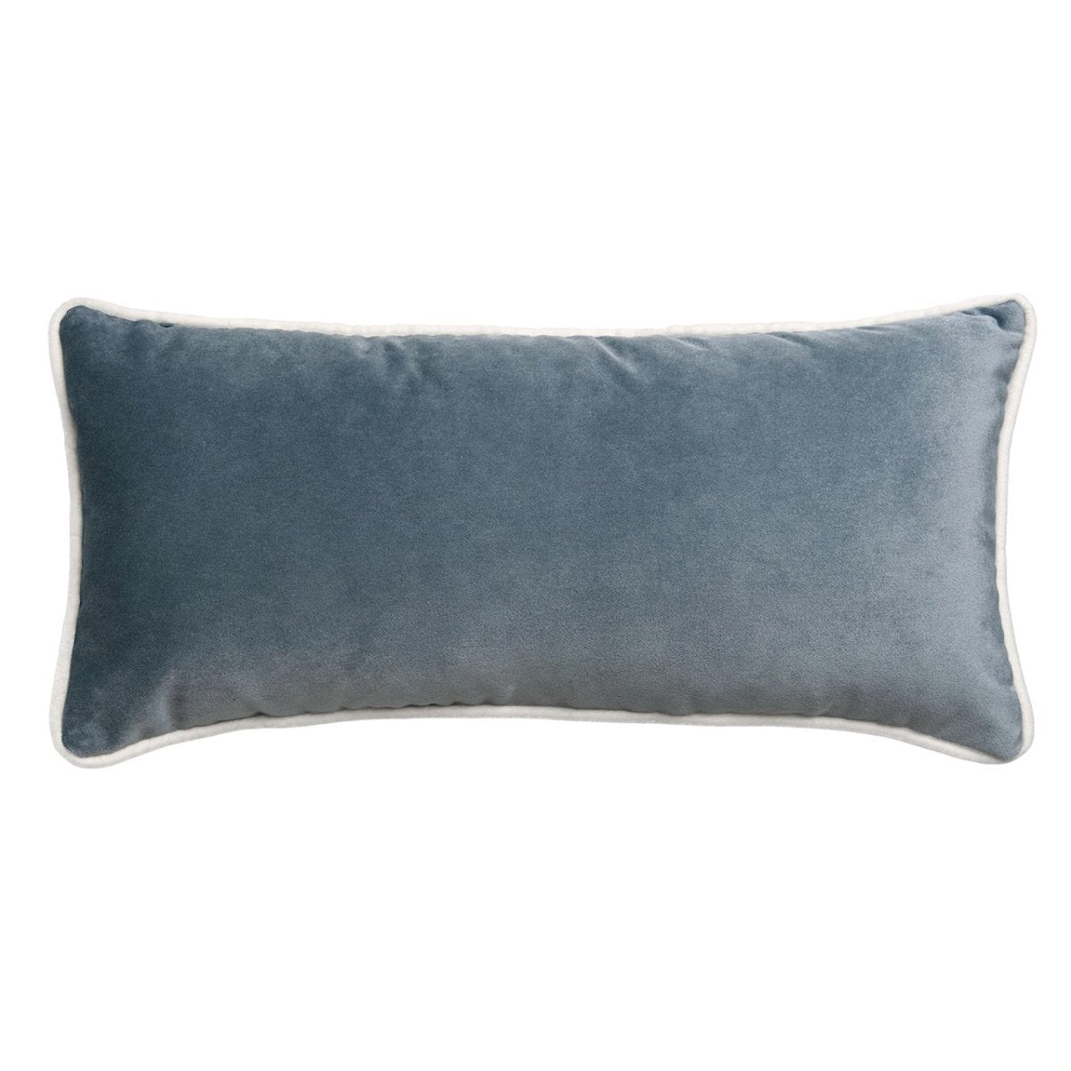 Banded Velvet Performance Pillows Sky Kevin O'Brien at Fig Linens and Home - Back View