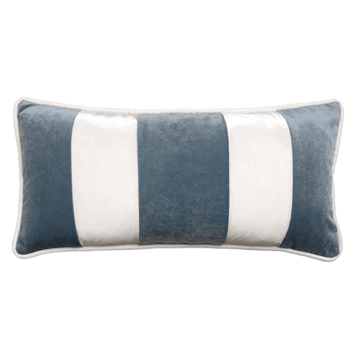 Banded Velvet Performance Pillows Sky Kevin O'Brien at Fig Linens and Home - Front View
