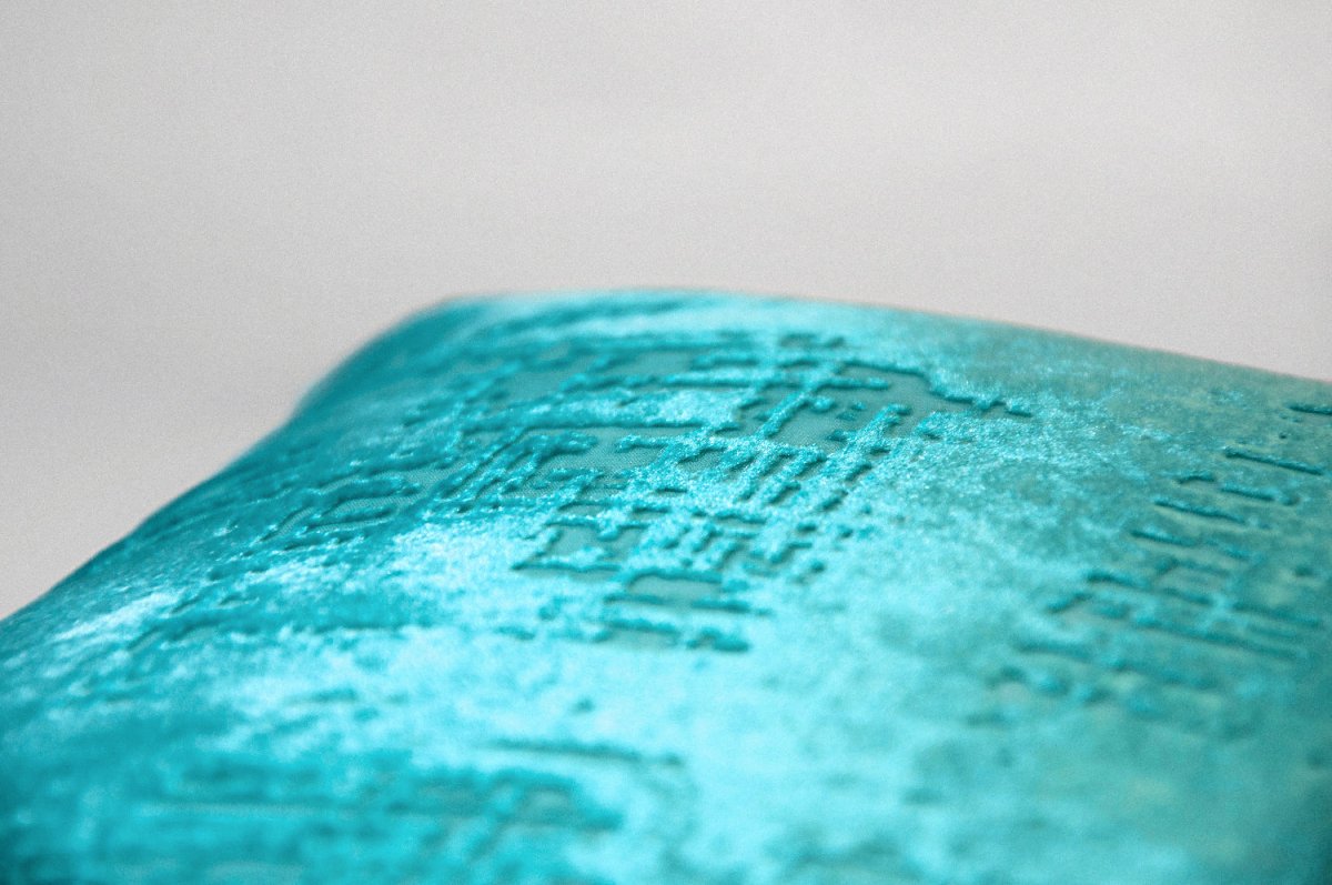 Brushstroke Velvet Burnout Pillow Aruba Kevin O'Brien at Fig Linens and Home - View 6