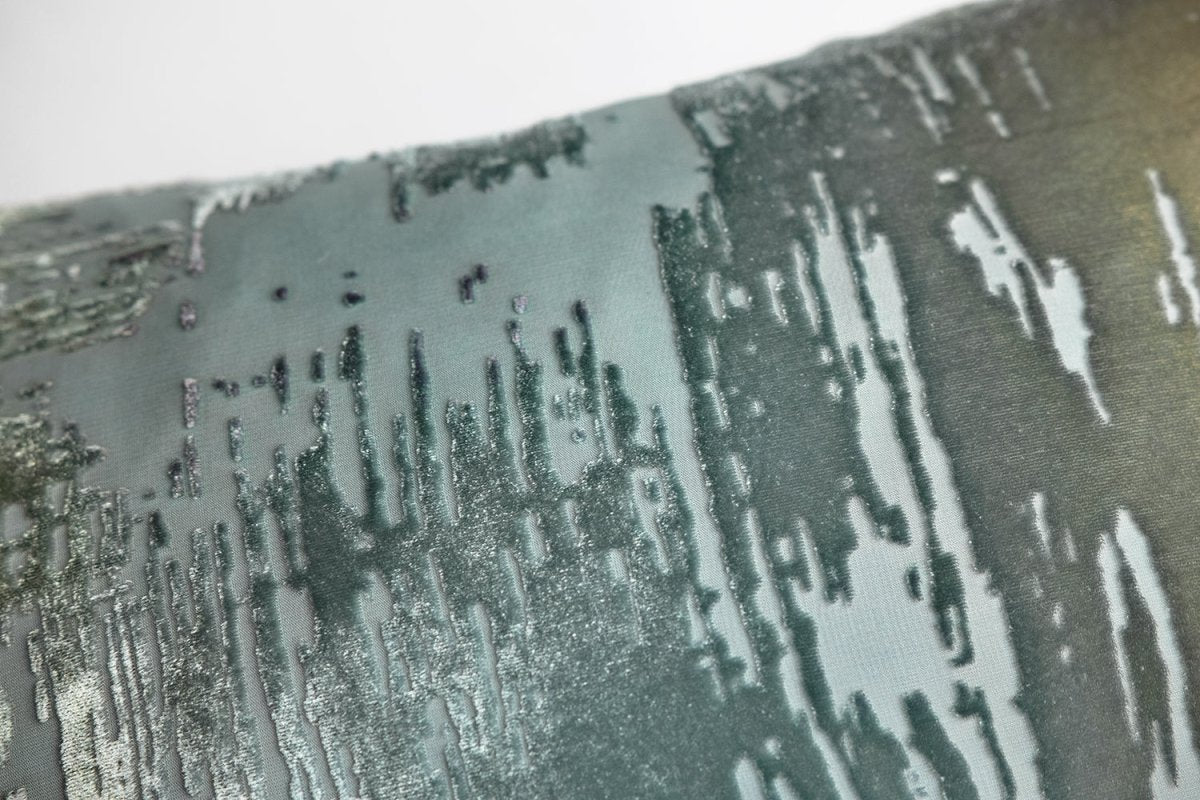 Brushstroke Velvet Burnout Pillow Basil Kevin O'Brien 14x20 at Fig Linens and Home - View 3