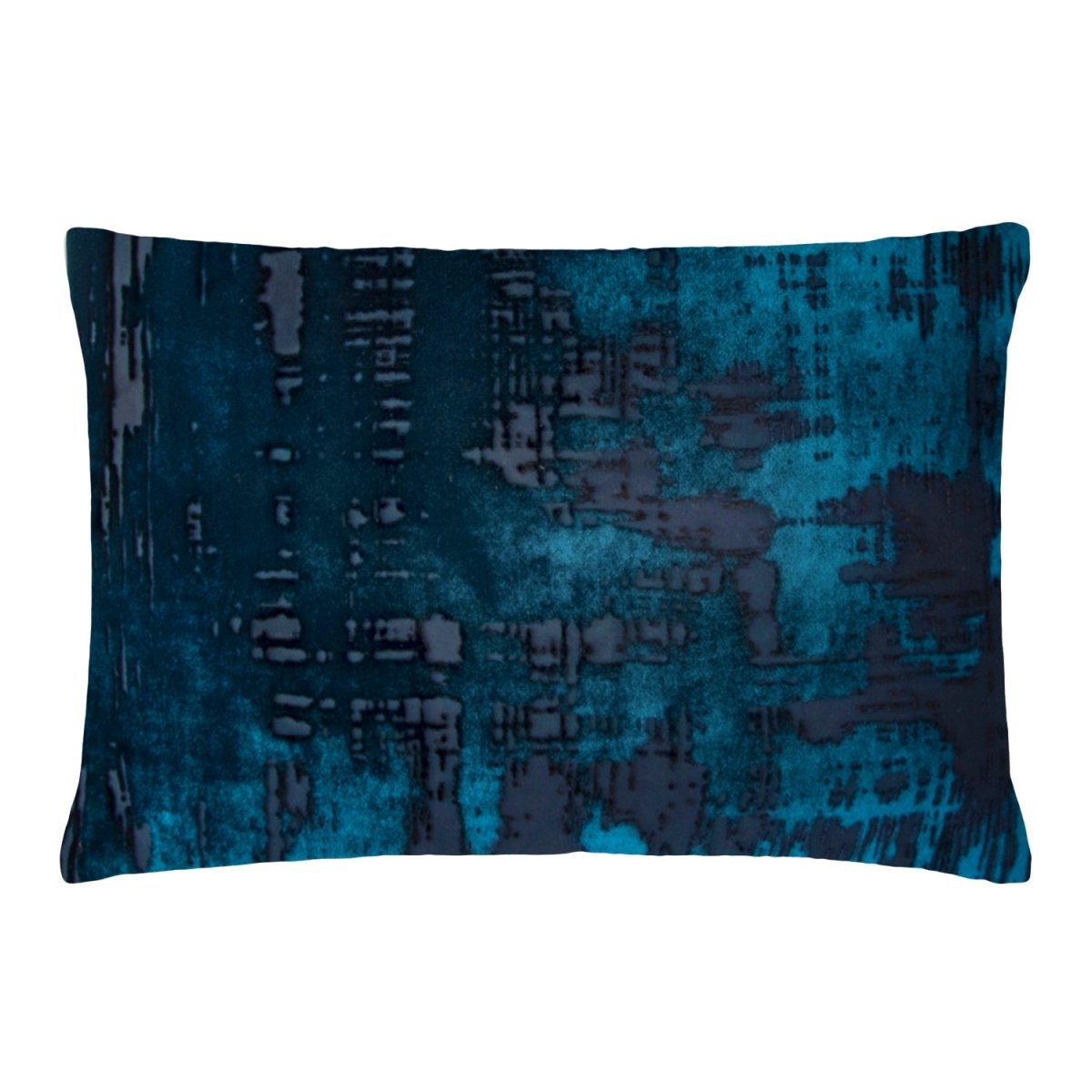 Brushstroke Velvet Burnout Pillow Cobalt Black Kevin O'Brien at Fig Linens and Home - View 2
