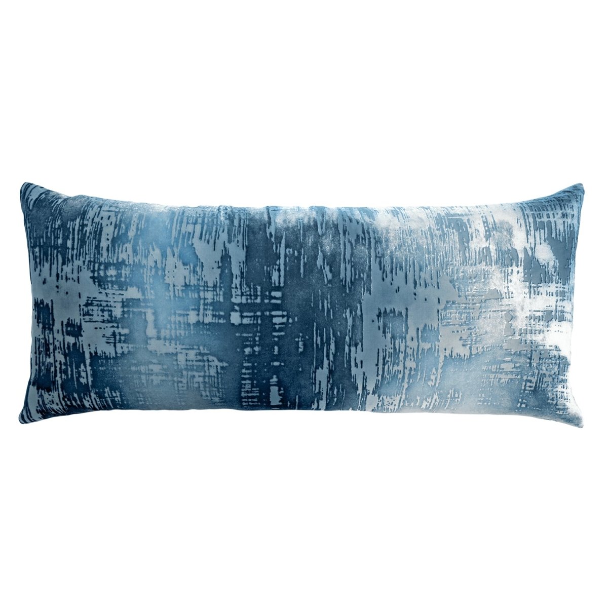 Brushstroke Velvet Burnout Pillow Denim Kevin O'Brien 7x15 Mini Boudoirs - Set of 2 Denim at FIG LINENS AND HOME 7