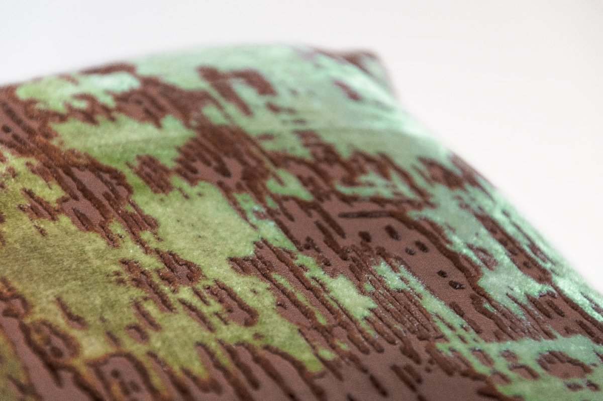 Brushstroke Velvet Burnout Pillow Green Gold Brown Kevin O'Brien at Fig Linens and Home - View 2